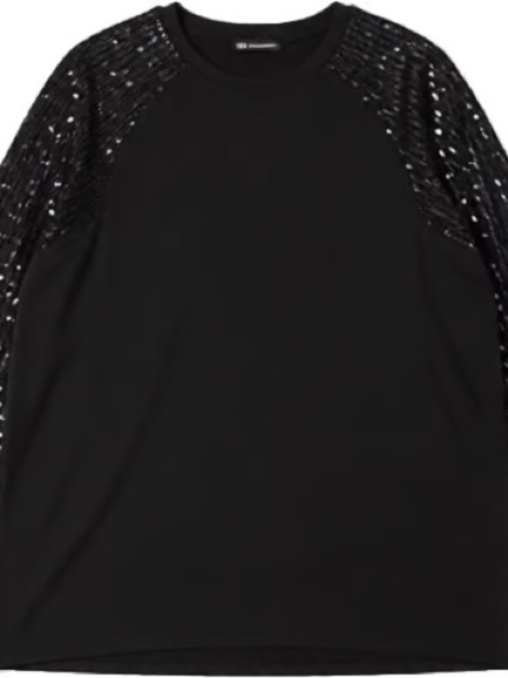Black Sequin Raglan Sleeve Top